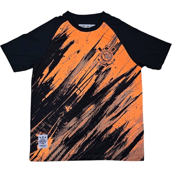 Camisa Corinthians Rajados Laranja - Infantil
