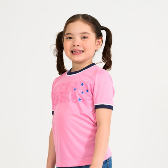 Camisa Cruzeiro Basic Copas Rosa - Infantil