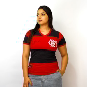 Camisa Flamengo Baby Look Retrô Zico Libertadores 1981 - Feminina
