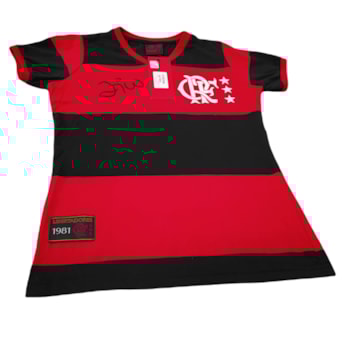 Camisa Flamengo Baby Look Retrô Zico Libertadores 1981 - Feminina