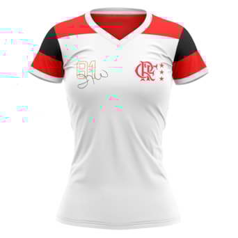 Camisa Flamengo Baby Look Retrô Zico Mundial 1981 - Feminina