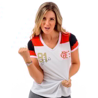 Camisa Flamengo Baby Look Retrô Zico Mundial 1981 - Feminina