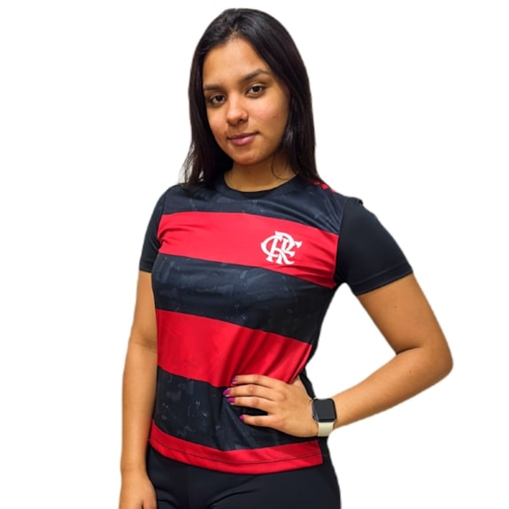 Camisa Flamengo Baby Look Torcer Rubro-Negro - Feminina