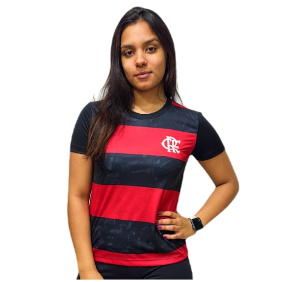Camisa Flamengo Baby Look Torcer Rubro-Negro - Feminina