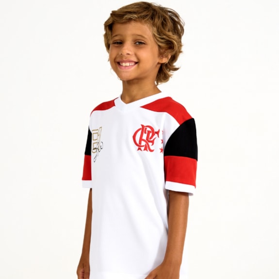 Camisa Flamengo Retro Zico Mundial 1981 Branca - Infantil