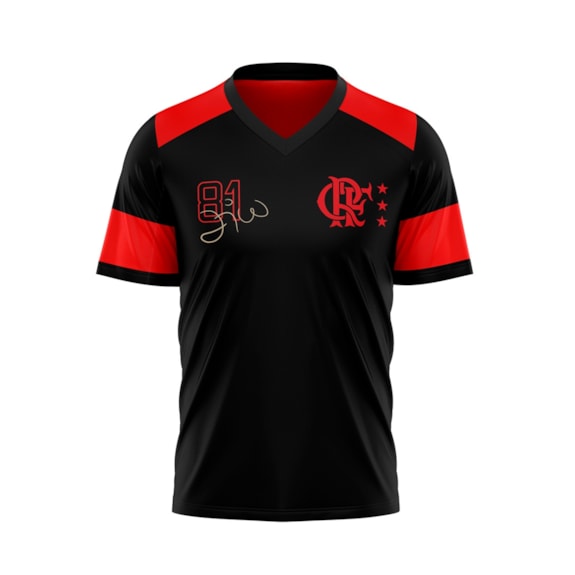 Camisa Flamengo Retro Zico Mundial 1981 Preta - Infantil