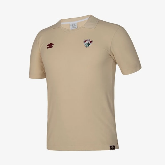 Camisa Fluminense Umbro 2025 Polo Viagem Bege - Masculino