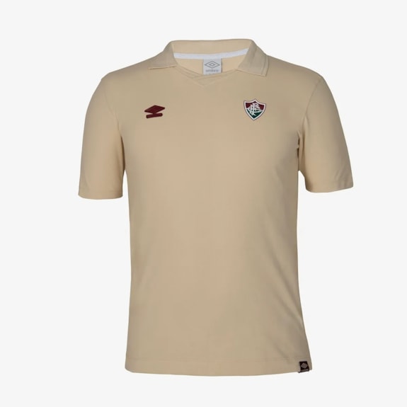 Camisa Fluminense Umbro 2025 Polo Viagem Bege - Masculino