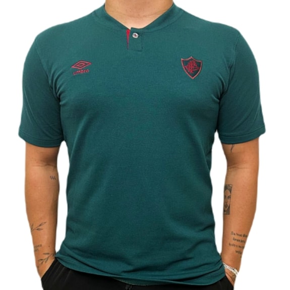 Camisa Fluminense Umbro Polo Viagem 2024 Verde - Masculino