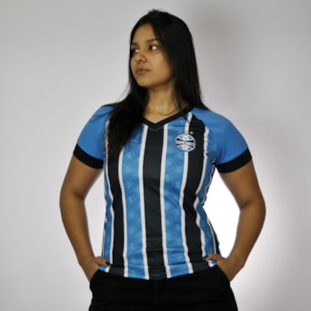 Camisa Grêmio Baby Look Match Turquesa - Feminino