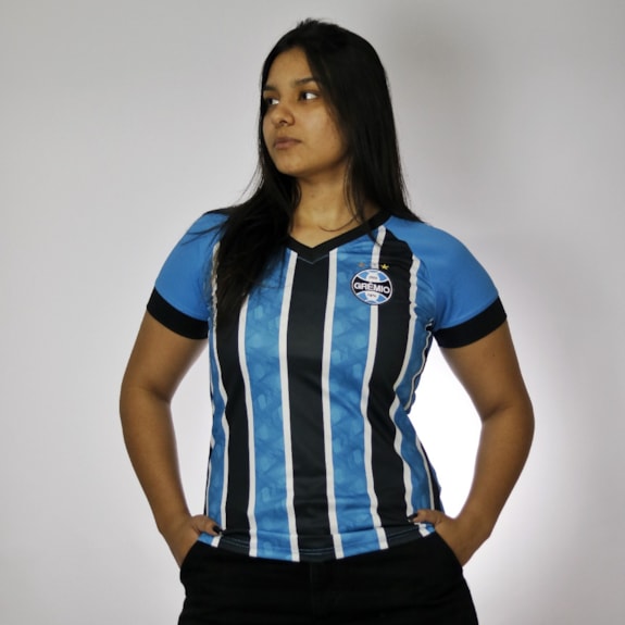 Camisa Grêmio Baby Look Match Turquesa - Feminino