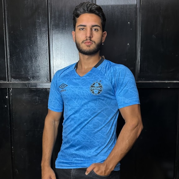 Camisa Grêmio Umbro 2025 Aquecimento Azul - Masculino