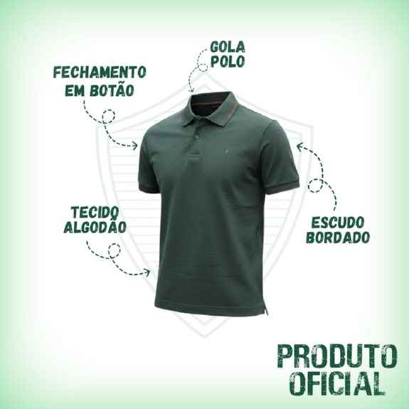 Camisa Palmeiras Polo Frisos 1914 Palestra Verde Escuro - Masculino