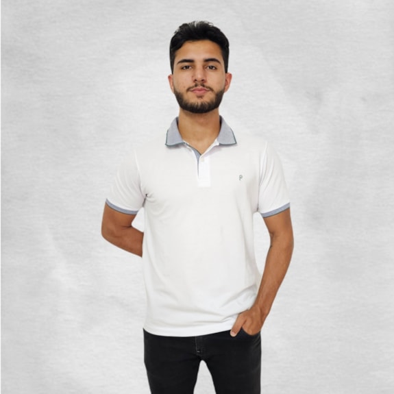 Camisa Palmeiras Polo Piquet Palestra Branca - Masculino