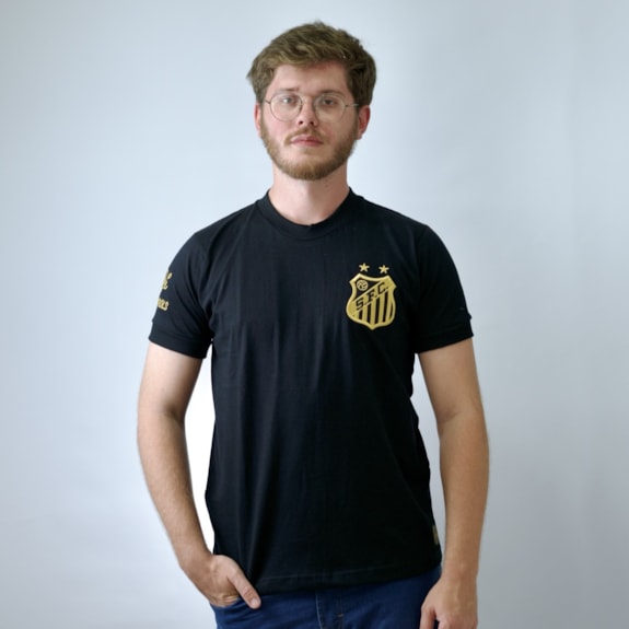 Camisa Santos Athleta Retrô Pelé Edição Especial 10 Preto - Masculino