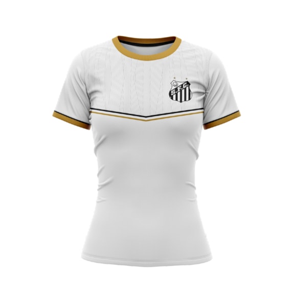 Camisa Santos Baby Look Fern Símbolo Branca - Feminina