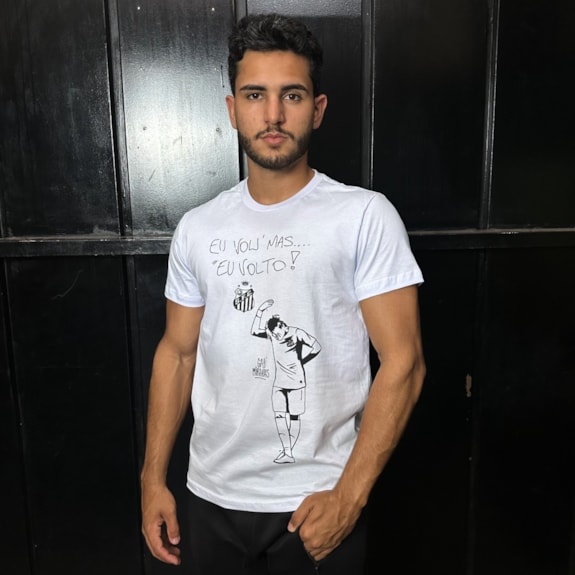 Camisa Santos Neymar Eu Vou Mas Eu Volto - Masculino