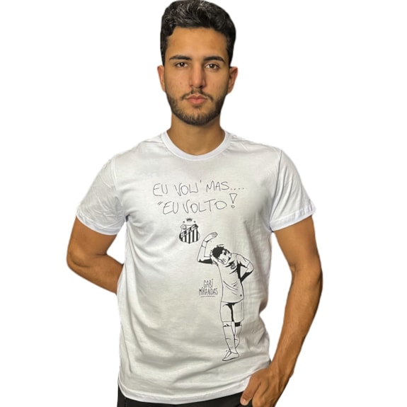 Camisa Santos Neymar Eu Vou Mas Eu Volto - Masculino