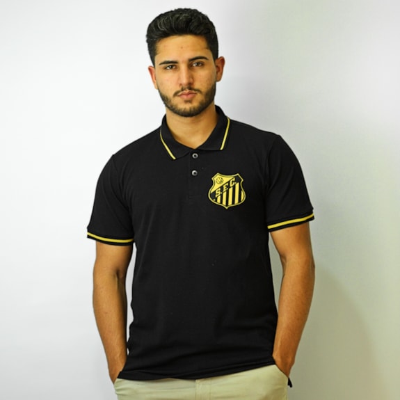 Camisa Santos Polo Ouro Preta - Masculino