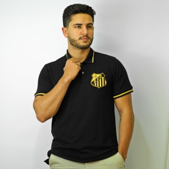 Camisa Santos Polo Ouro Preta - Masculino