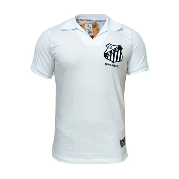 Camisa Santos Retrô Bi Mundial 62/63 Branca - Masculino