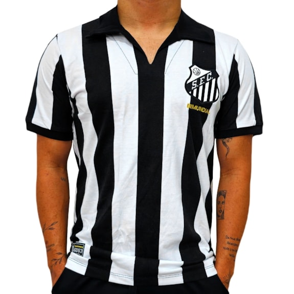 Camisa Santos Retro Bi Mundial 62/63 Listrada Retrômania - Masculino