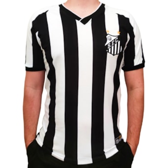 Camisa Santos Retro Campeão Brasileiro 2002 Listrado - Masculino