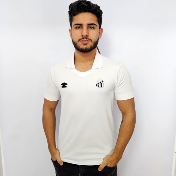 Camisa Santos Umbro 2025 Polo Viagem Branca - Masculino