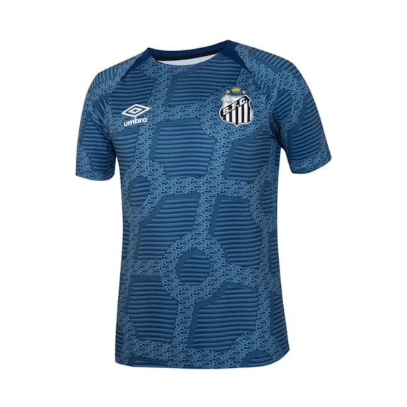 Camisa Santos Umbro Aquecimento 2024 Azul - Masculino