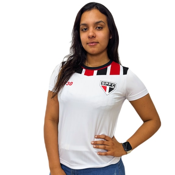 Camisa São Paulo Baby Look Amago Tricolor - Feminina