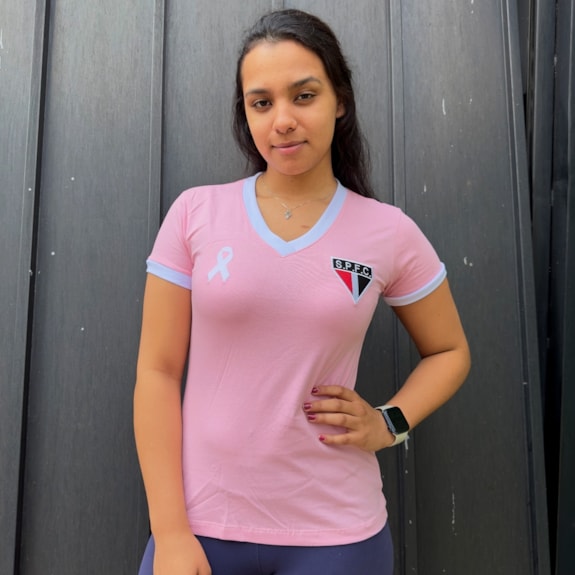 Camisa São Paulo Baby Look Outubro Rosa - Feminina