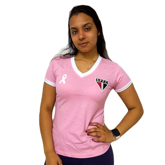 Camisa São Paulo Baby Look Outubro Rosa - Feminina