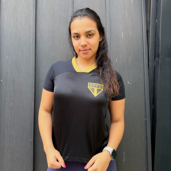 Camisa São Paulo Baby Look Princípio Gold - Feminina