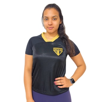 Camisa São Paulo Baby Look Princípio Gold - Feminina