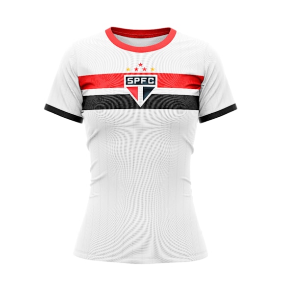Camisa São Paulo Baby Look Stencil Tricolor - Feminina