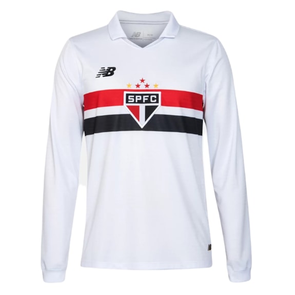 Camisa São Paulo New Balance 2024 Uniforme 1 Manga Longa Torcedor - Masculino