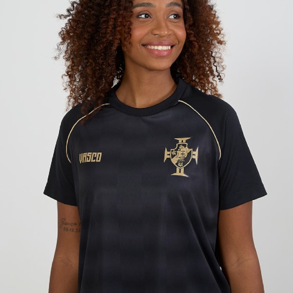 Camisa Vasco Da Gama Baby Look Raglan Mosaico - Feminino