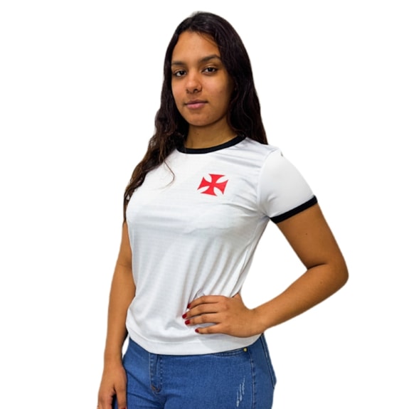 Camisa Vasco da Gama Baby Look Razão Branca - Feminina