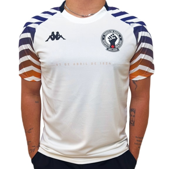 Camisa Vasco da Gama Kappa 2024 Aquecimento Branca - Masculino