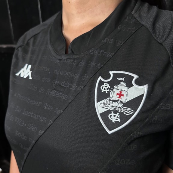 Camisa Vasco da Gama Kappa 2024 Uniforme 3 Preto - Feminina