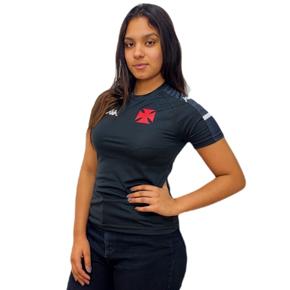 Camisa Vasco da Gama Kappa Baby Look Details Preta - Feminina
