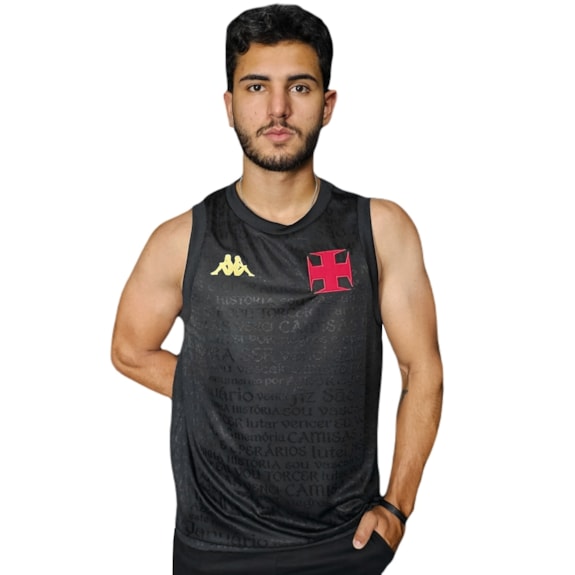 Camisa Vasco Da Gama Kappa Regata Urban Símbolo Preto - Masculino