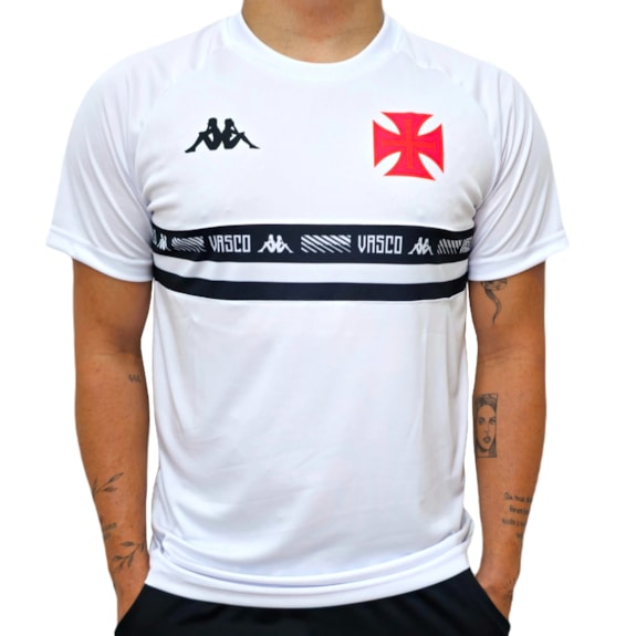 Camisa Vasco da Gama Kappa Supporter Stripe Branca - Masculino