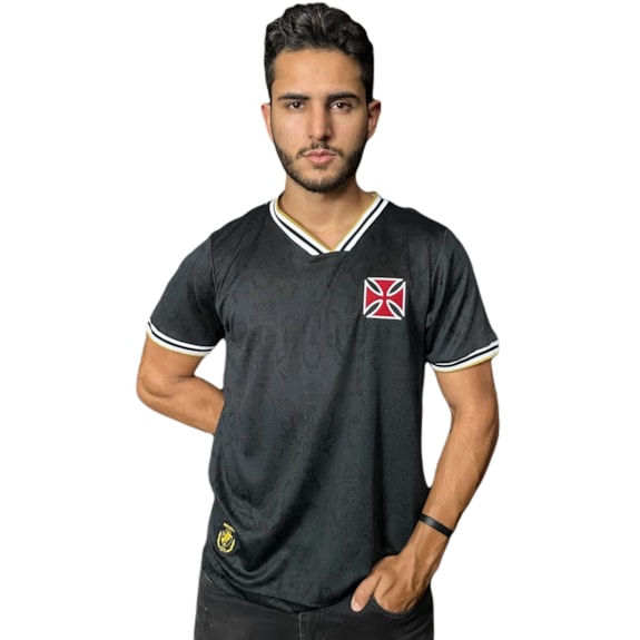 Camisa Vasco da Gama Retrô Jacquard 1974 Dark - Masculino