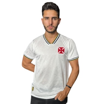 Camisa Vasco da Gama Retrô Jacquard 1974 Off-White - Masculino