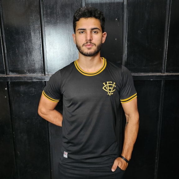 Camisa Vitória Jacquard Preto Retrômania - Masculino