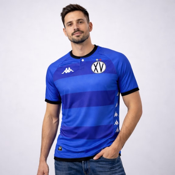Camisa XV de Piracicaba Kappa 2026 Uniforme 1 Goleiro Azul - Masculino