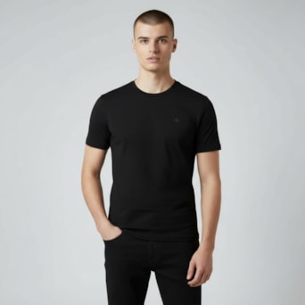 Camiseta Básica Algodão Dx Logo Preto - Masculino