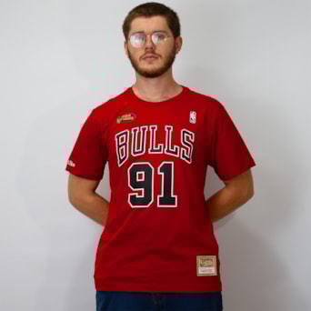 Camiseta NBA Chicago Bulls Rodman 91 Símbolo Vermelho - Masculino