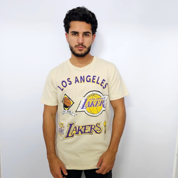 Camiseta NBA LA Lakers Legacy Bege - Masculino